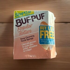 2-‎ Buf Puf Regular Texture Deep Cleansing Facial Sponge New Sealed Vtg 1989 USA